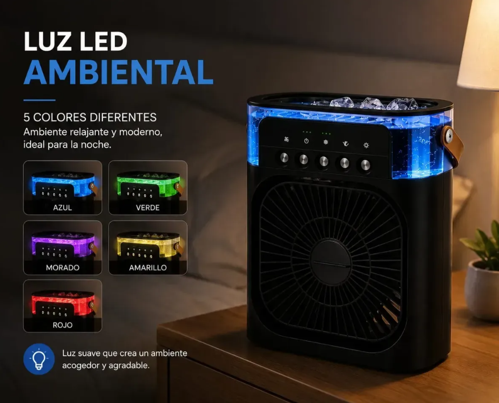 Mini Aire Evaporativo Portatil Luces led - Imagen 2